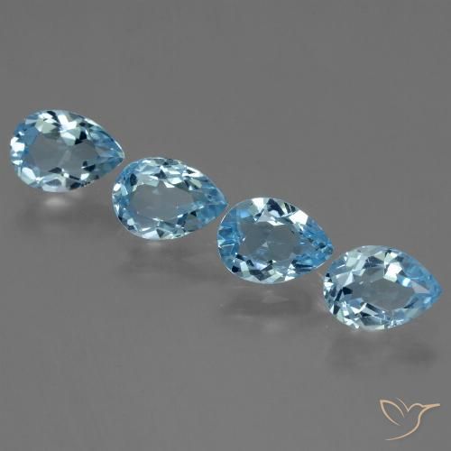 3.44ctw Natural Sky Blue Topaz, Pear Shape, VVS-VS