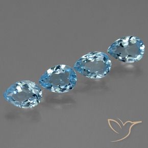 3.44 ctw Blue Topaz Stones, Natural Topaz in Pear Facet Shape for Sale
