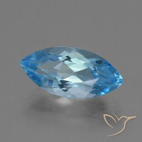 4.02 ct Blue Topaz Stone, Natural Topaz in Marquise Facet Shape for Sale