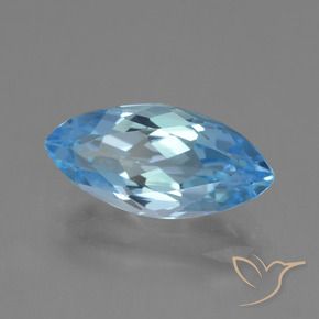 3.98 ct Blue Topaz Stone, Natural Topaz in Marquise Facet Shape for Sale