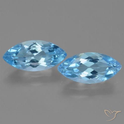 7.26 ct Swiss Blue Topaz, 14.9 x 7.2 mm Marquise Cut From Brazil, Photo A