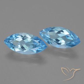 7.26 ctw Blue Topaz Stones, Natural Topaz in Marquise Facet Shape for Sale