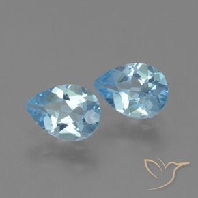 1.65 ctw Blue Topaz Stones, Natural Topaz in Pear Facet Shape for Sale