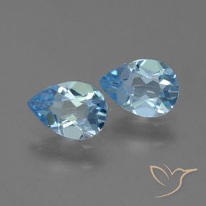 1.57 ctw Blue Topaz Stones, Natural Topaz in Pear Facet Shape for Sale