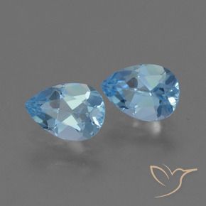 1.62 ctw Blue Topaz Stones, Natural Topaz in Pear Facet Shape for Sale