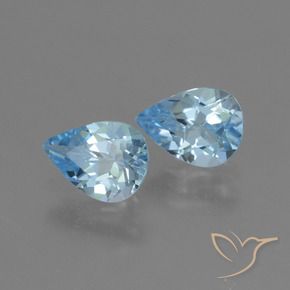 1.47 ctw Blue Topaz Stones, Natural Topaz in Pear Facet Shape for Sale