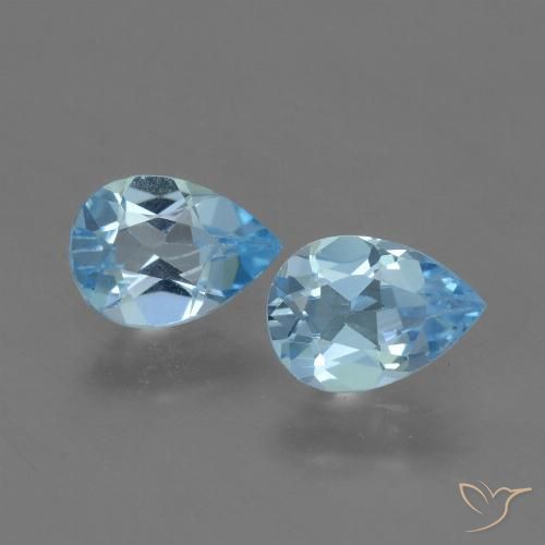 1.54 ct Swiss Blue Topaz, 7.1 x 5.1 mm Pear Cut From Brazil, Photo A
