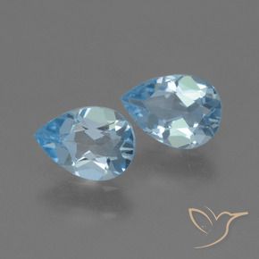 1.54 ctw Blue Topaz Stones, Natural Topaz in Pear Facet Shape for Sale