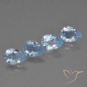 3.49 ctw Blue Topaz Stones, Natural Topaz in Pear Facet Shape for Sale