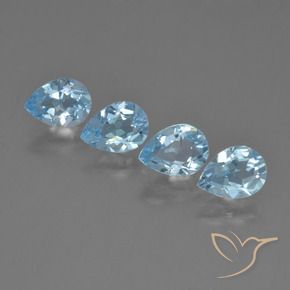 3.16 ctw Blue Topaz Stones, Natural Topaz in Pear Facet Shape for Sale