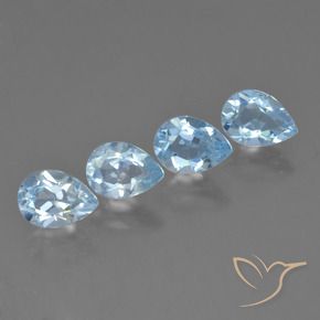 3.85 ctw Blue Topaz Stones, Natural Topaz in Pear Facet Shape for Sale