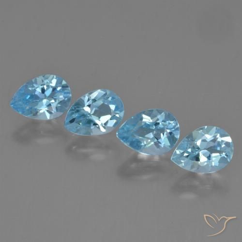 3.67ctw Natural Sky Blue Topaz, Pear Shape, VVS-VS