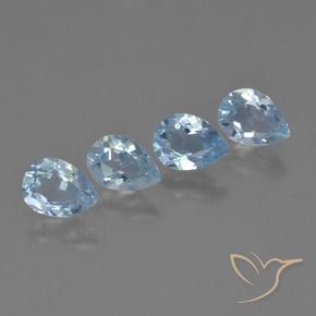 3.46 ctw Blue Topaz Stones, Natural Topaz in Pear Facet Shape for Sale