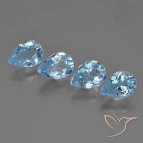 3.36 ctw Blue Topaz Stones, Natural Topaz in Pear Facet Shape for Sale