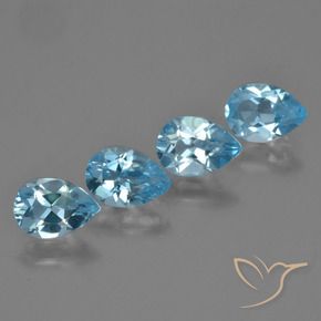 3.18 ctw Blue Topaz Stones, Natural Topaz in Pear Facet Shape for Sale