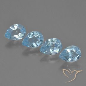 3.29 ctw Blue Topaz Stones, Natural Topaz in Pear Facet Shape for Sale