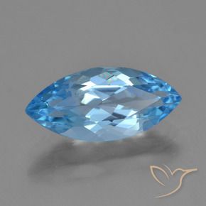 3.63 ct Blue Topaz Stone, Natural Topaz in Marquise Facet Shape for Sale