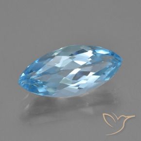 3.68 ct Blue Topaz Stone, Natural Topaz in Marquise Facet Shape for Sale