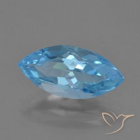 3.60 ct Blue Topaz Stone, Natural Topaz in Marquise Facet Shape for Sale