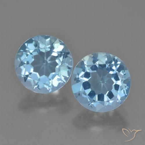 4.44ctw Natural Sky Blue Topaz, Round, VVS-VS