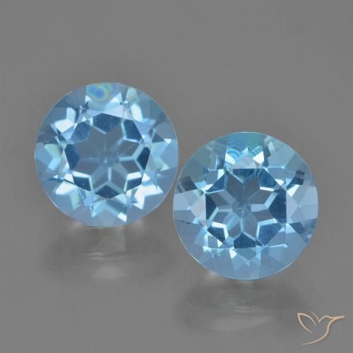4.72 ct Loose Sky Blue Topaz, 8.1 mm Round Cut From Brazil, Photo A