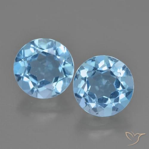 4.55 ct Sky Blue Topaz, 8.1 mm Round Cut From Brazil, Photo A