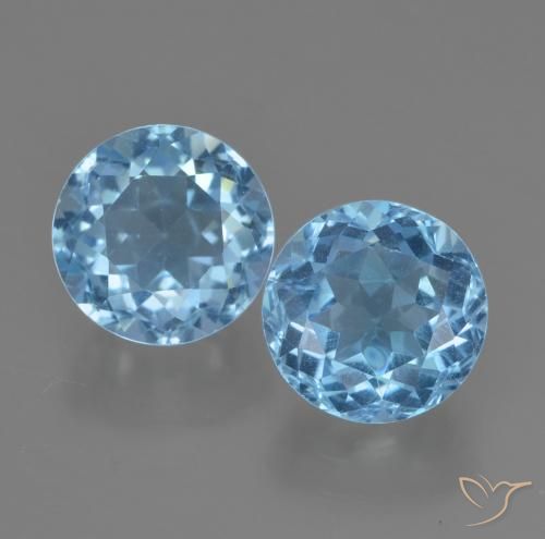 4.96 ct Loose Swiss Blue Topaz, 8.1 mm Round Cut From Brazil, Photo A