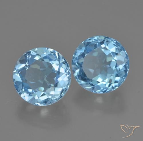 4.96 ctw Blue Topaz Stones, Natural Topaz in Round Facet Shape for Sale