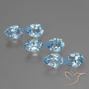3.54 ctw Blue Topaz Stones, Natural Topaz in Pear Facet Shape for Sale