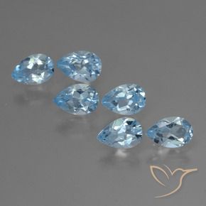 3.06 ctw Blue Topaz Stones, Natural Topaz in Pear Facet Shape for Sale
