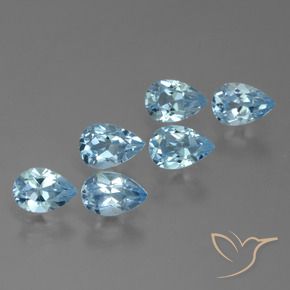 3.46 ctw Blue Topaz Stones, Natural Topaz in Pear Facet Shape for Sale