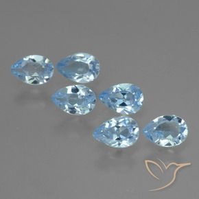 3.46 ctw Blue Topaz Stones, Natural Topaz in Pear Facet Shape for Sale