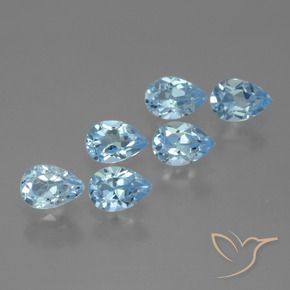 3.38 ctw Blue Topaz Stones, Natural Topaz in Pear Facet Shape for Sale