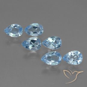 3.22 ctw Blue Topaz Stones, Natural Topaz in Pear Facet Shape for Sale