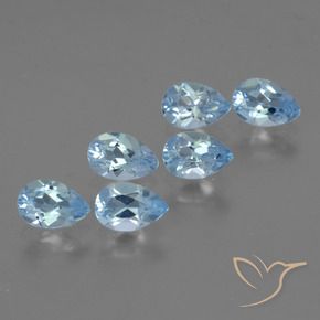 3.10 ctw Blue Topaz Stones, Natural Topaz in Pear Facet Shape for Sale