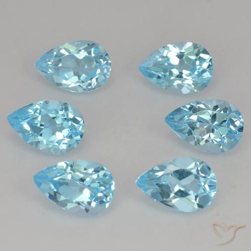 3.56 ctw Blue Topaz Stones, Natural Topaz in Pear Facet Shape for Sale