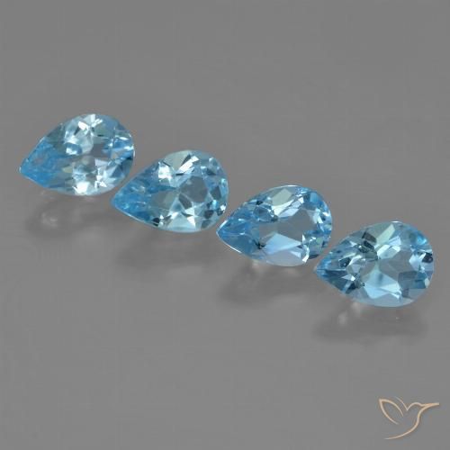 3.20ctw Natural Swiss Blue Topaz, Pear Shape, VVS-VS