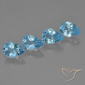 3.20 ctw Blue Topaz Stones, Natural Topaz in Pear Facet Shape for Sale