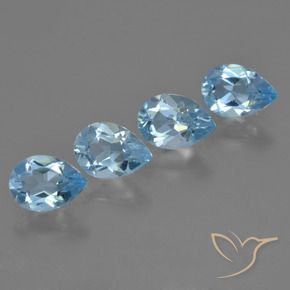 2.96 ctw Blue Topaz Stones, Natural Topaz in Pear Facet Shape for Sale