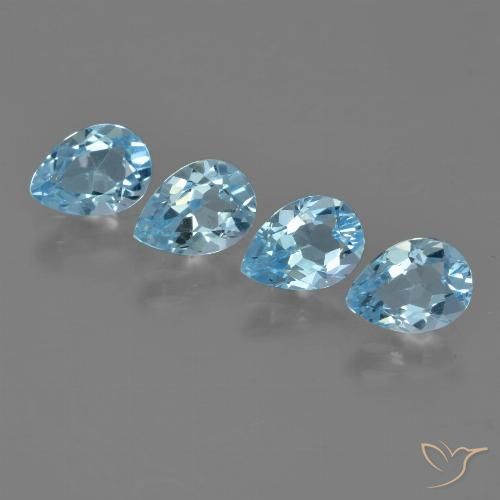3.30ctw Natural Sky Blue Topaz, Pear Shape, VVS-VS
