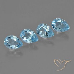 3.30 ctw Blue Topaz Stones, Natural Topaz in Pear Facet Shape for Sale