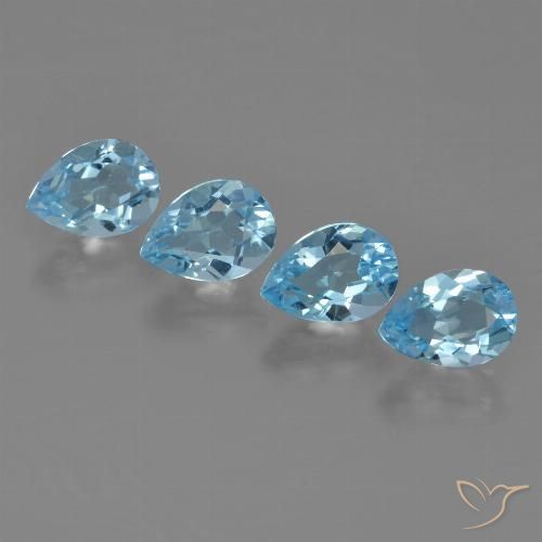 3.31 ct Swiss Blue Topaz, 7 x 5 mm Pear Cut From Brazil, Photo A