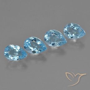 3.31 ctw Blue Topaz Stones, Natural Topaz in Pear Facet Shape for Sale