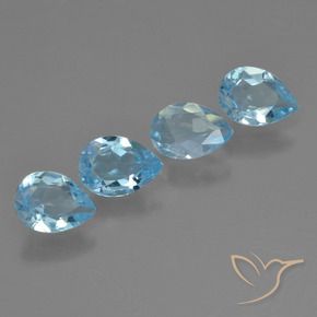 2.50 ctw Blue Topaz Stones, Natural Topaz in Pear Facet Shape for Sale