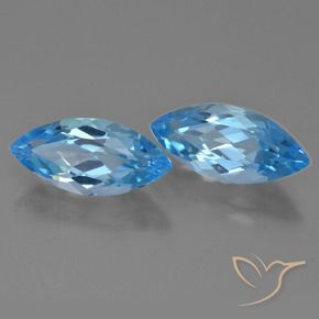7.66 ctw Blue Topaz Stones, Natural Topaz in Marquise Facet Shape for Sale