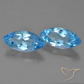 7.34 ctw Blue Topaz Stones, Natural Topaz in Marquise Facet Shape for Sale