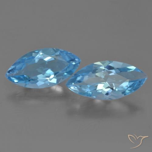 6.41 ct Loose Swiss Blue Topaz, 14.2 x 7.1 mm Marquise Cut From Brazil, Photo A