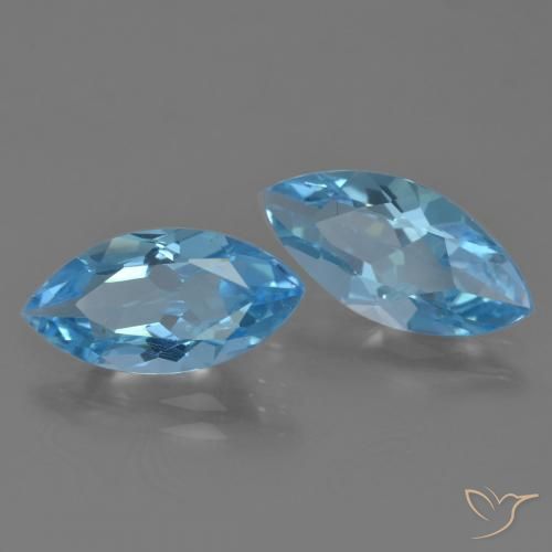 6.41 ctw Blue Topaz Stones, Natural Topaz in Marquise Facet Shape for Sale