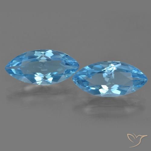 7.12 ct Swiss Blue Topaz, 14.9 x 7.1 mm Marquise Cut From Brazil, Photo A