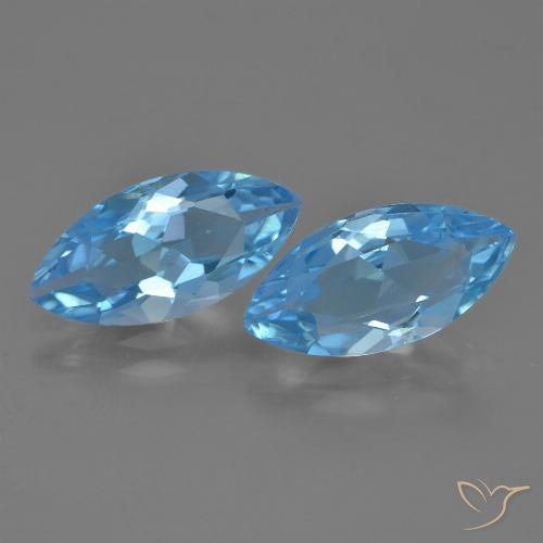 6.9 ct Sky Blue Topaz, 14.4 x 7.2 mm Marquise Cut From Brazil, Photo A